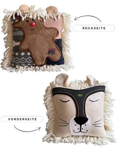 ERINNERUNGSSTÜCK MOTIV LÖWE  TEILWEISE AUS KLEIDUNG VORNE